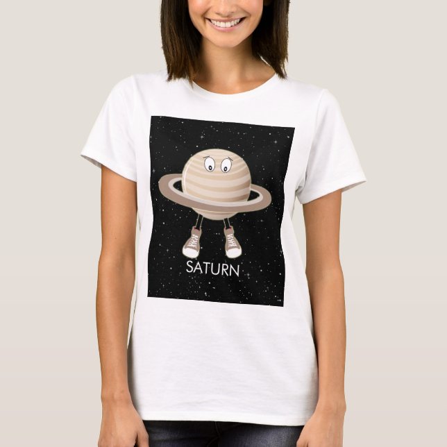 Planet Saturn & Stars T Shirt (Framsida)