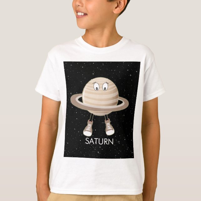 Planet Saturn & Stars T Shirt (Framsida)