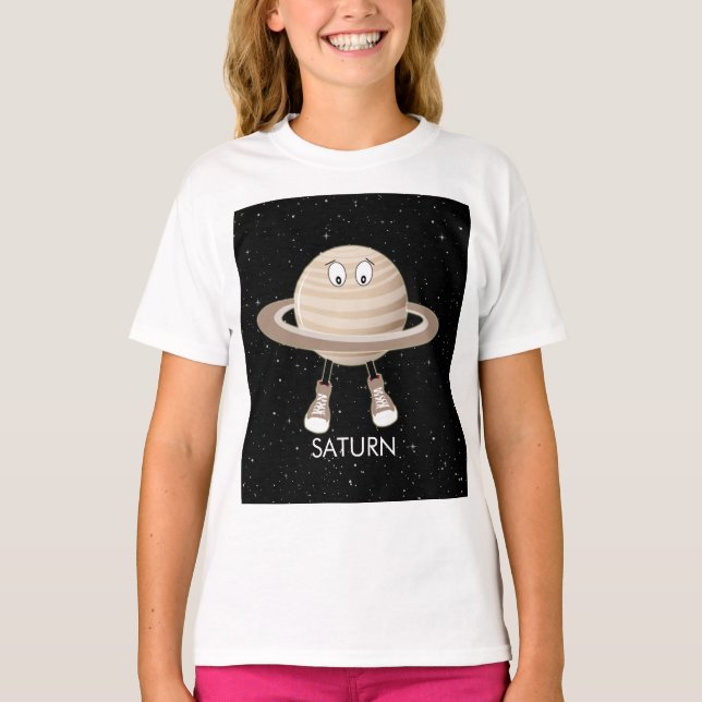 Planet Saturn & Stars T Shirt (Framsida)