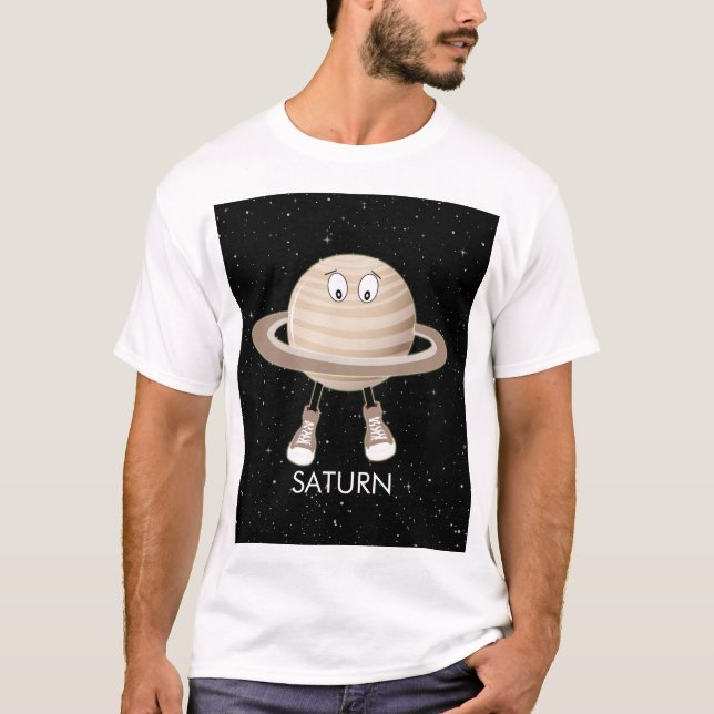 Planet Saturn & Stars T Shirt (Framsida)