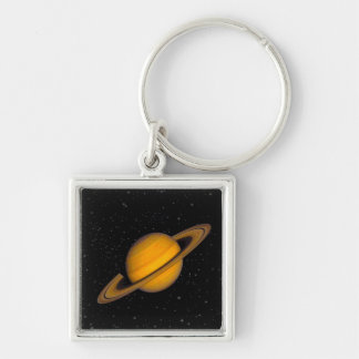Planet SATURN Zipper-Drag & Luggage Tag, Keychain Fyrkantig Silverfärgad Nyckelring