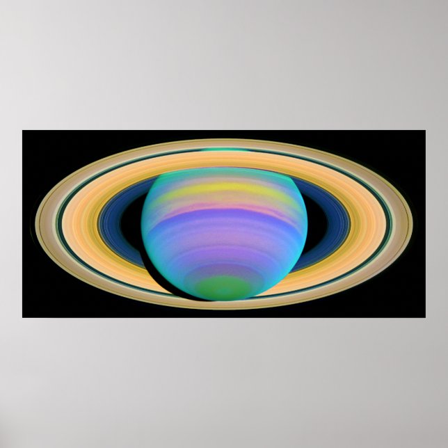 Planet Saturn's Ringar enligt Ultraviolet Light Poster (Framsidan)