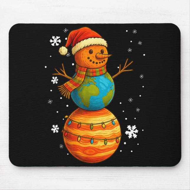 Planet Snowman Earth Saturn Christmas Holiday Art  Musmatta (Framsidan)