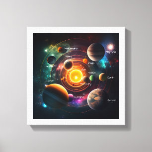 Planet Solar System Sol Måne Jupiter Illustration Canvastryck