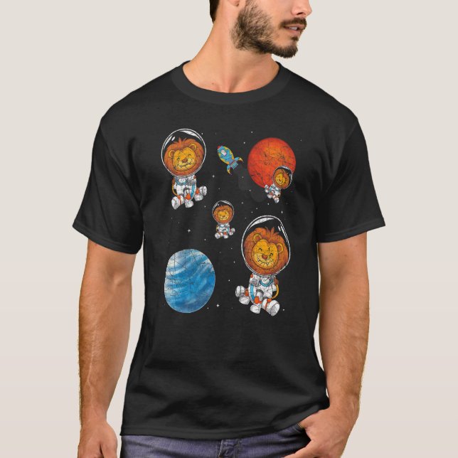 Planet Space Travel Rocket Afrika Animal Astronaut T Shirt (Framsida)