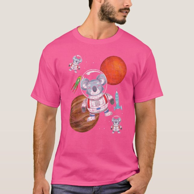 Planet Space Travel Rocket Australia Animal Astron T Shirt (Framsida)