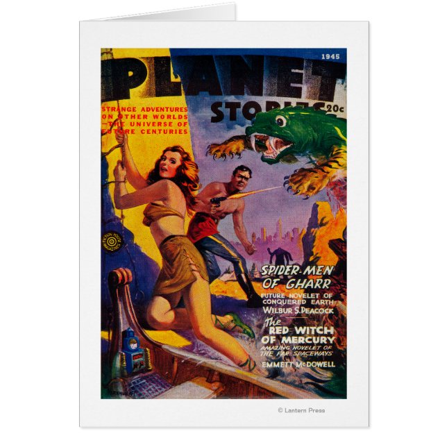 Planet Stories Magazine Cover 5 Hälsningskort (Framsidan)