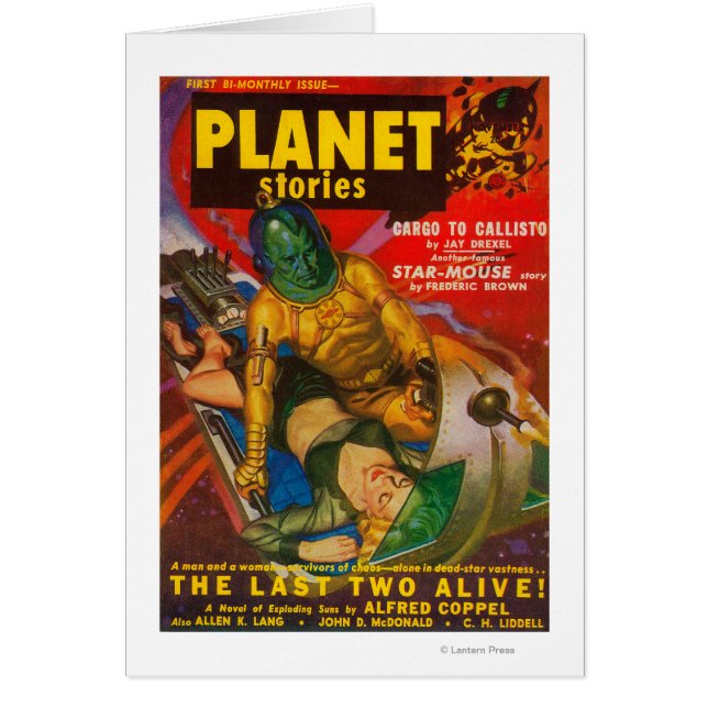 Planet Stories Magazine Cover 6 Hälsningskort (Framsidan)