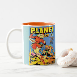 PLANET-TECKNADER ILLUSTRATION FRÅN 1950-talet Två-Tonad Mugg