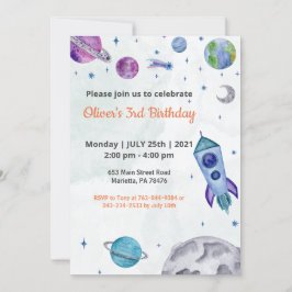 Planet Theme Boy Birthday Inbjudningar