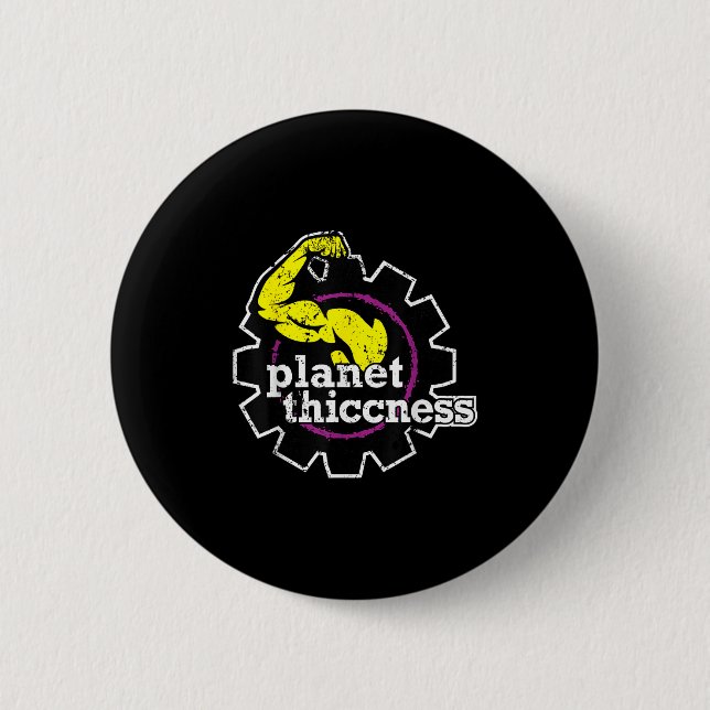 Planet Thicness Gym Thickness Funny Joke Workout Knapp (Framsida)