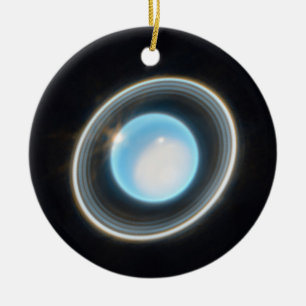 Planet Uranus med Ringar JWST Image Julgransprydnad Keramik