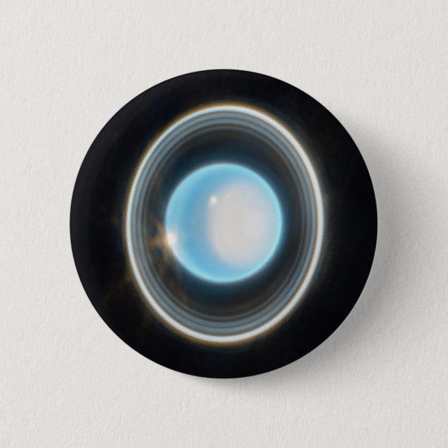 Planet Uranus med Ringar JWST Image Knapp (Framsida)