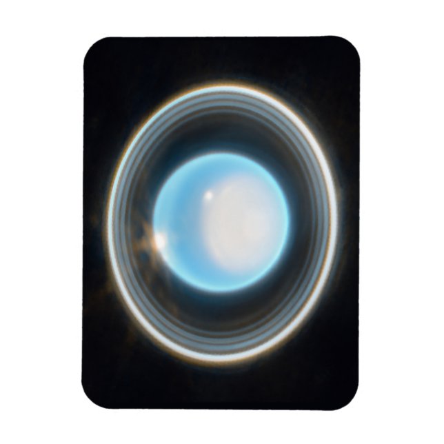 Planet Uranus med Ringar JWST Image Magnet (Vertikal)