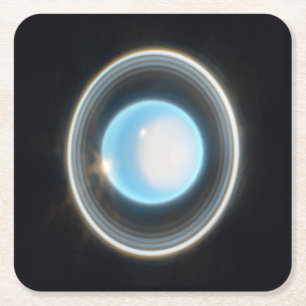 Planet Uranus med Ringar JWST Image Underlägg Papper Kvadrat