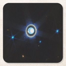 Planet Uranus med ringar och månar JWST-bild Underlägg Papper Kvadrat