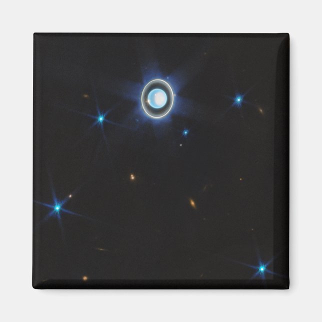 Planet Uranus med Ringar och Måne JWST Image Magnet (Framsidan)