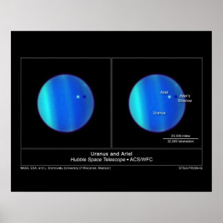 Planet Uranus och Måne Ariel från Hubble Poster