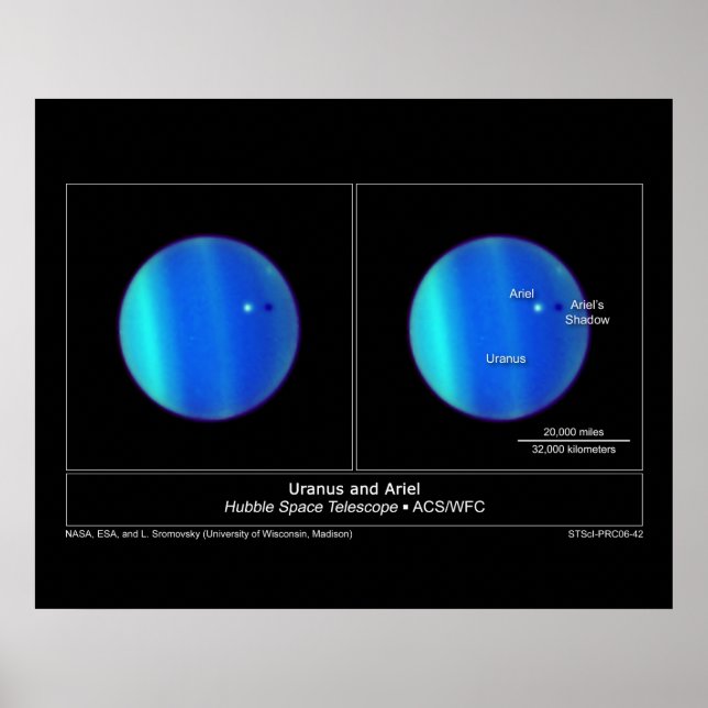 Planet Uranus och Måne Ariel från Hubble Poster (Framsidan)