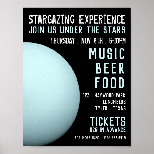 Planet Uranus, Planetarium Event Advertising Poster (Framsidan)