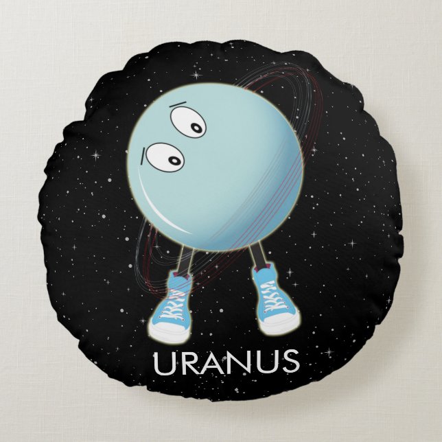 Planet Uranus & Stars Rund Kudde (Framsidan)