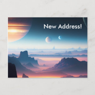 Planet Yta Planet Måne Ny adress Vykort