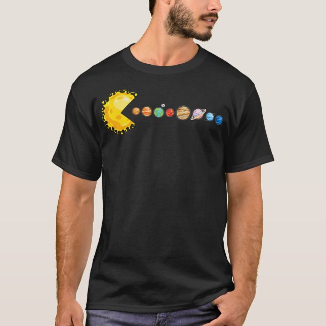 Planetära system Star Eating Planets Sol Funny Ast T Shirt (Framsida)