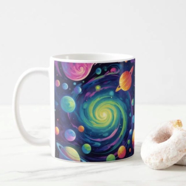 Planetarisk rotation  kaffemugg (Neon Galaxy Space Coffee Mug – Cosmic Spiral Planets Tea Cup Trippy Nebula Kitchen Sci-Fi Gift)