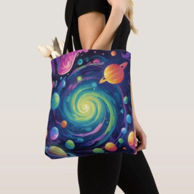 Planetarisk Rotation Tygkasse (Tote Bag — 100% polyester, black laminated lining 100% cotton web hand. Made in the USA.

)