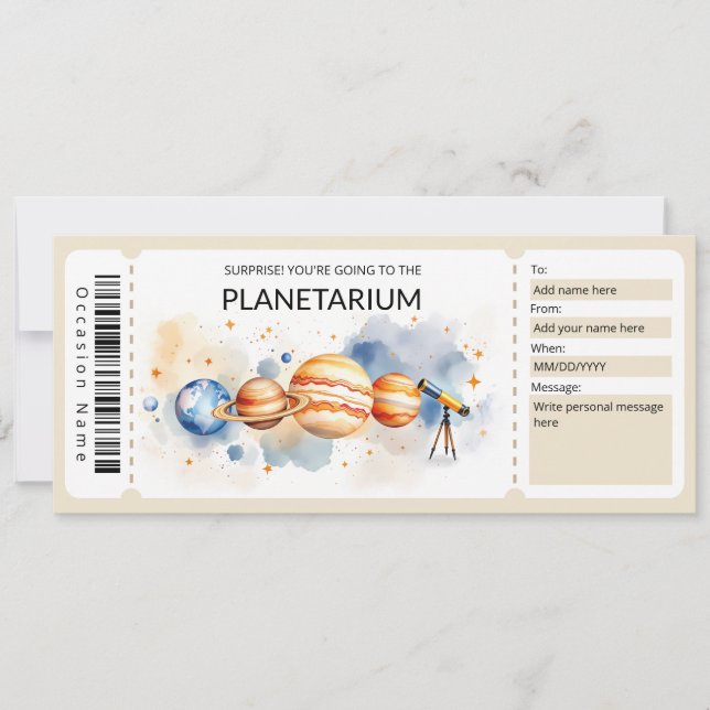 Planetarium Gift Certificate Template Inbjudningar (Framsida)