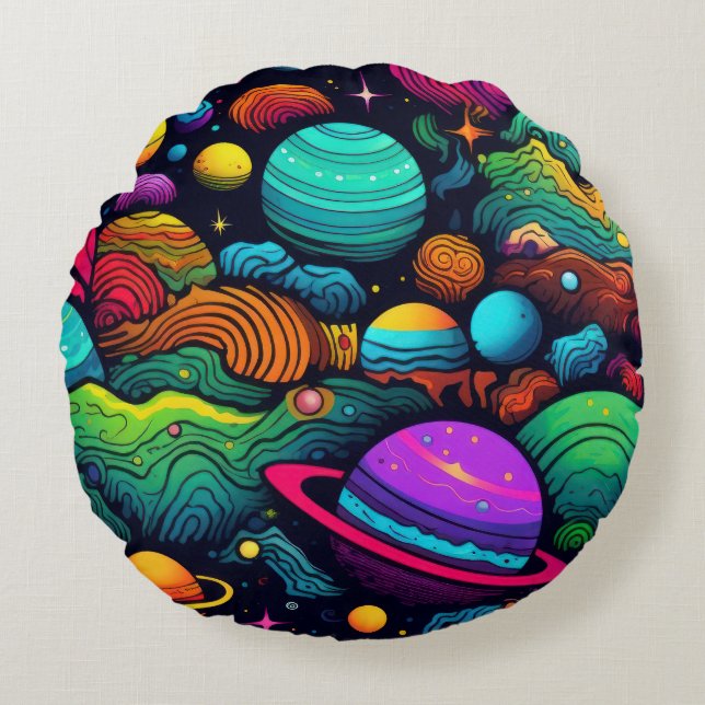 Planetbakgrund Rund Kudde (Framsidan)