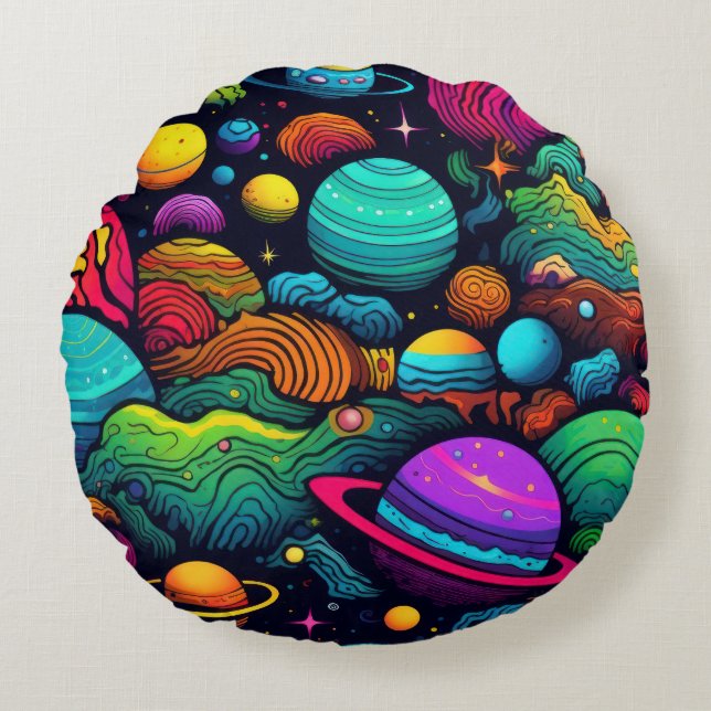Planetbakgrund Rund Kudde (Framsidan)