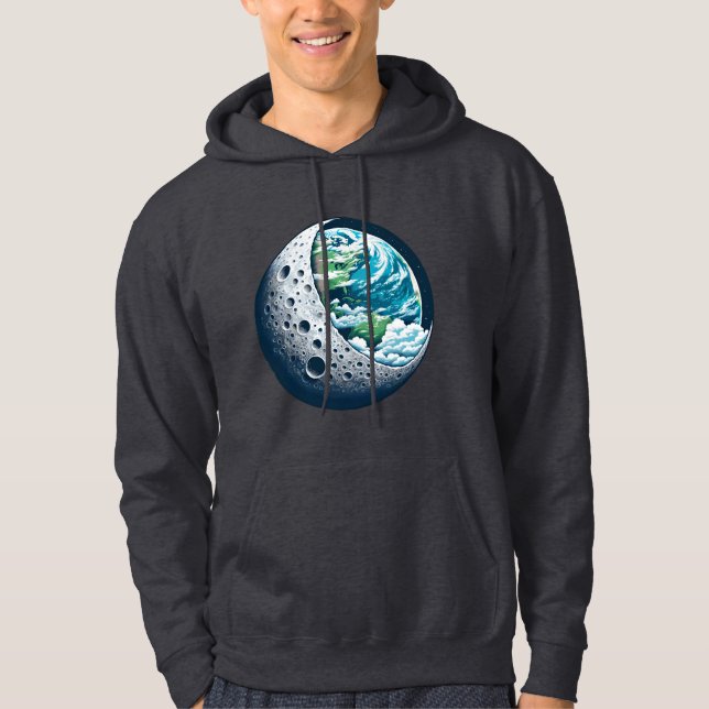 Planeten Earth och dess Måne:  kelestial Hoodie (Framsida)