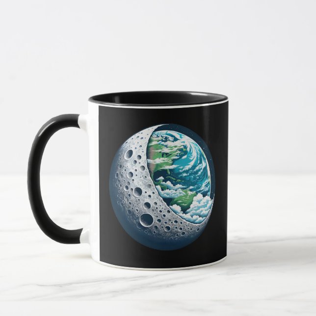 Planeten Earth och dess Måne:  kelestial Mugg (Vänster)