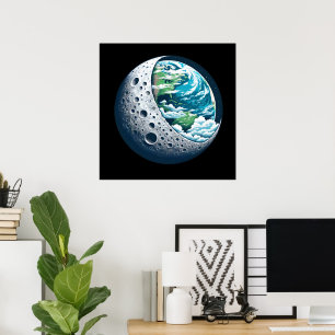 Planeten Earth och dess Måne: kelestial Poster