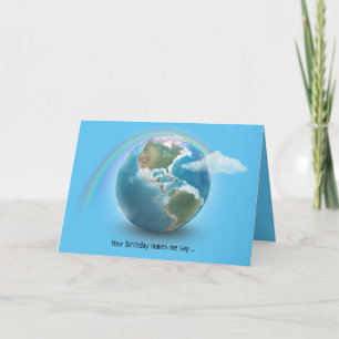 planeten jorden med regnbåge och moln kort