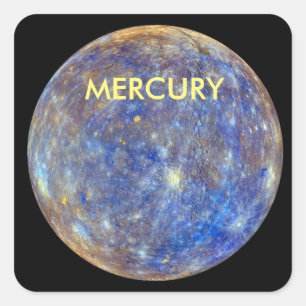 PLANETEN MERCURY FYRKANTIGT KLISTERMÄRKE