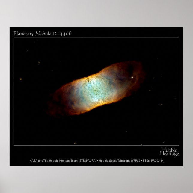 Planeten Nebula IC 4406 Hubble Telescope Photo Poster (Framsidan)
