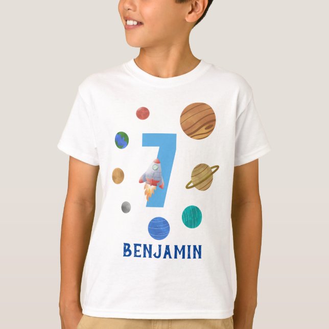 Planeter för solcellssystem i 7:e t shirt (Framsida)