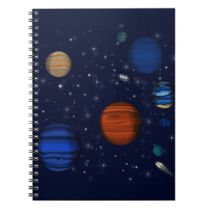 Planeter och galaxer i rymden anteckningsbok