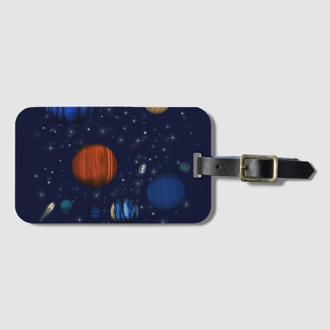 Planeter och galaxer i rymden bagagebricka (Framsida horisontal)