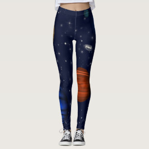Planeter och galaxer i rymden leggings