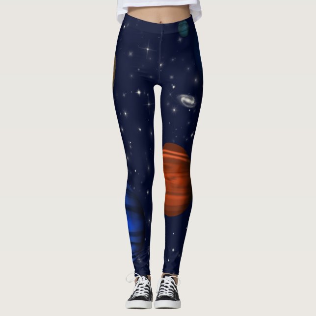 Planeter och galaxer i rymden leggings (Framsida)