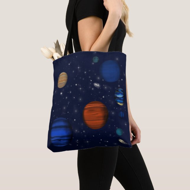 Planeter och galaxer i rymden tygkasse (Närbild)