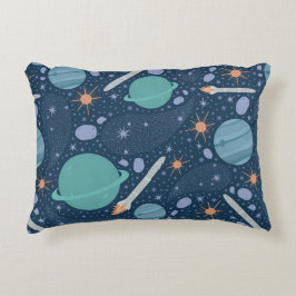 Planeter och raketer, galaxer prydnadskudde