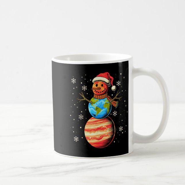 Planeter Snöman Rymden Roligt Jul Astronomi Fo Kaffemugg (Höger)