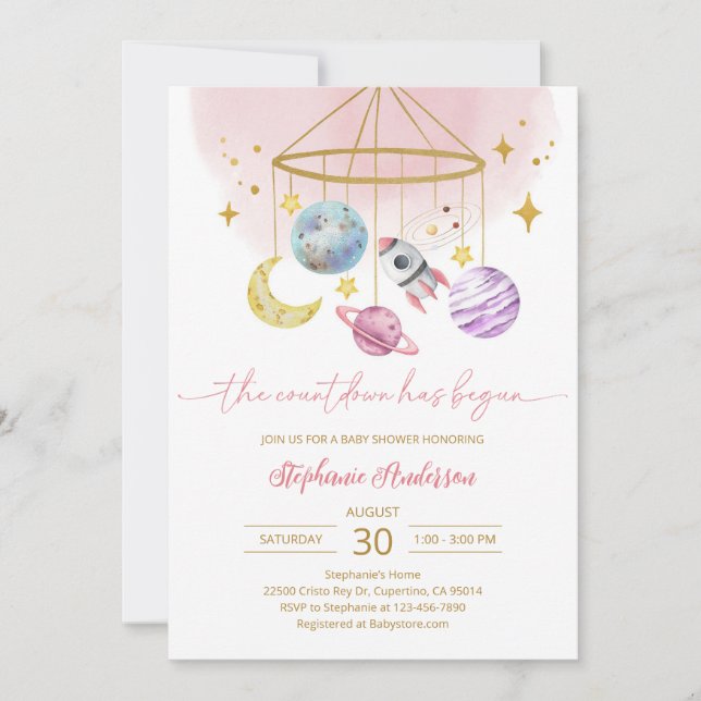 Planeter Ytterst Rymden Baby Shower Inbjudningar (Framsida)