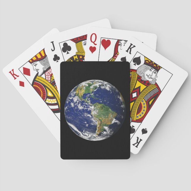 PLANETJORD FRÅN UTRYMME som leker kort Casinokort (Baksidan)