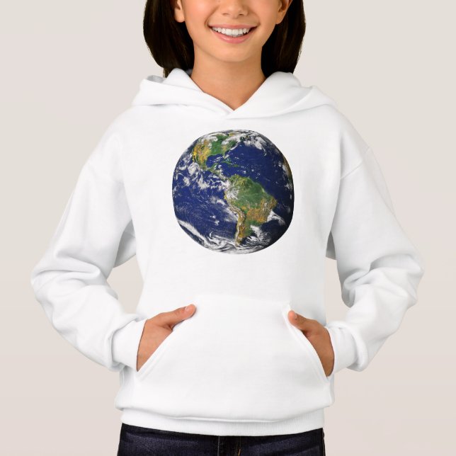 PLANETJORD FRÅN UTRYMMEflicka Hoodie T Shirt (Framsida)