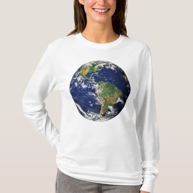 PLANETJORD FRÅN UTRYMMEkvinna långärmad T Shirt (Framsida)